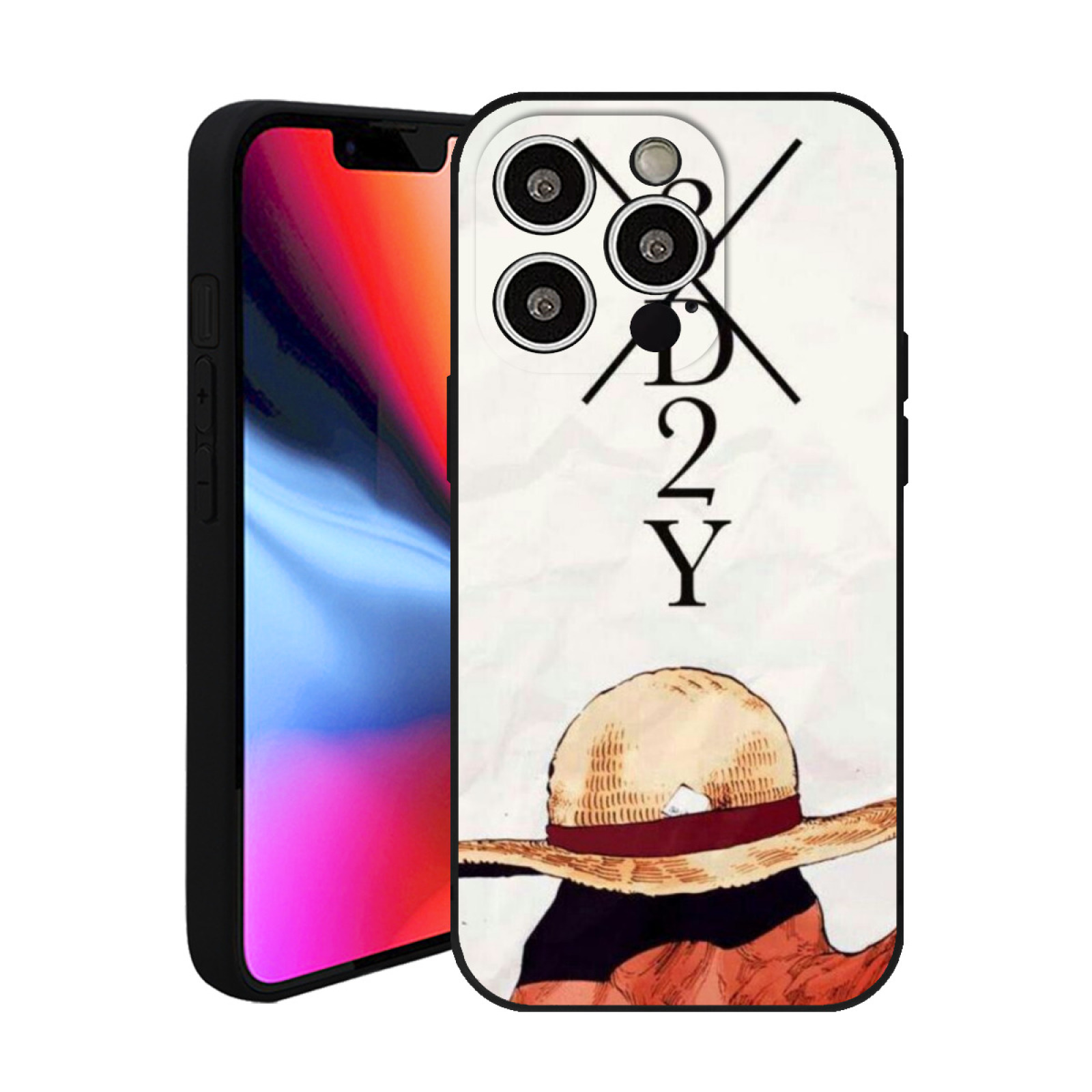 Black Phone Case Compatible with iPhone 13 Pro for OnePiece Luffys
