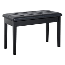 Black Piano Bench - Faux Leather Tufted Keyboard Bench with Wooden Frame, 30" Wide