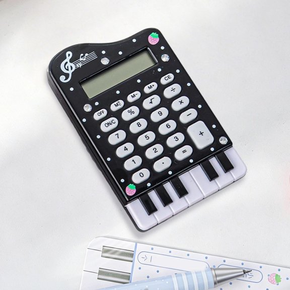 Black Piano Shape Calculator 1PC Desktop Calculator 8 Digit with LCD Display Cute & Aesthetic Mini Calculator for Teens Campus Class