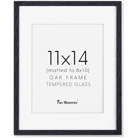 Black Picture Frame 11x14, Rustic Oak Wood 11 x 14 Photo Frames for Wall, 11x14 Frame with Mat for 8x10, Rustic Wood 11 by 14 Wall Gallery Frame Set, Black 11"x14" Frames, 1 Pack