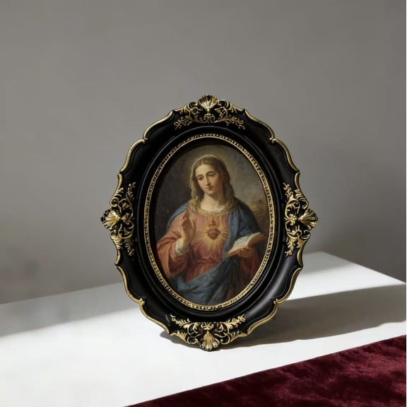 Black Picture Frame 5x7 for Wall and Tabletop, Oval Photo Frames 5 by 7, Vintage Home Decor