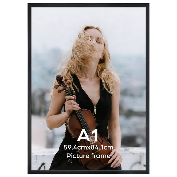 Black Picture Frame A1, Aluminum frame for 59.4x84 cm photos, puzzles, and posters Large size frame for living rooms, bedrooms, and studies