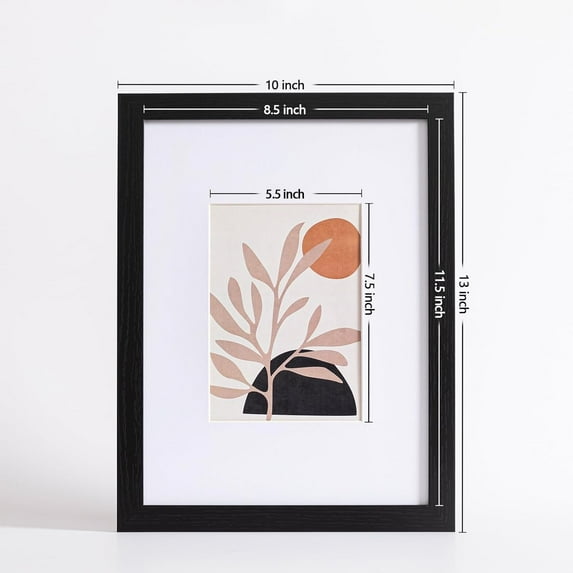 Black Picture Frame Set of 10, 9x12 Photo Frame with Mat or 6x8 without Mat, Wall Mount & Table Top Display, MDF Frame