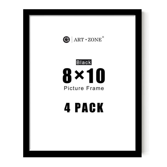 Black Picture Frames - 8x10 - 4 Pack Photo & Poster Frame Set for Wall Decor & Tabletop Display, Minimalist Black Frame Collection