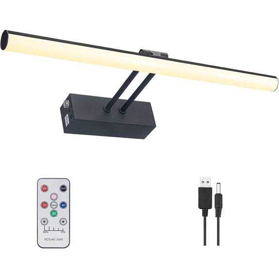 Black Picture Light,  Operated Painting Lighting with Remote,16 inch  Art Lamp, Wirelless Wall Lamp, Picture Frame Light,Cordless Gallery Light