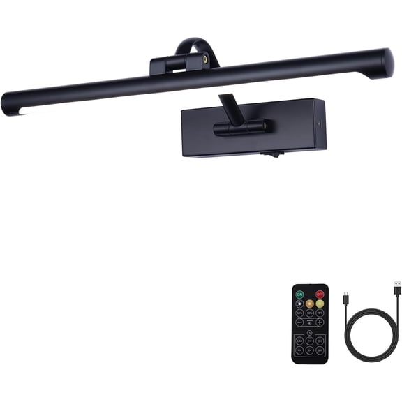 Black Picture Lights  Operated 16" Frame Light  Gallery Lighting Remote  Art Light for Painting Dimmable Display Lights with Timer Wall Sconce for Portrait Dartboard