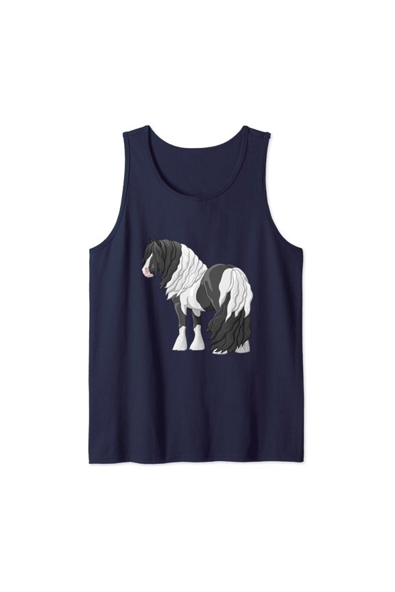 Black Piebald Pinto Gypsy Vanner Cob Tinker Draft Horse Tank Top Size S-3XL