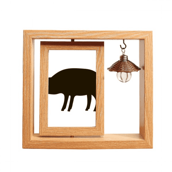 Black Pig Animal Portrayal Wooden Rotating Picture Photo Frame 4x6