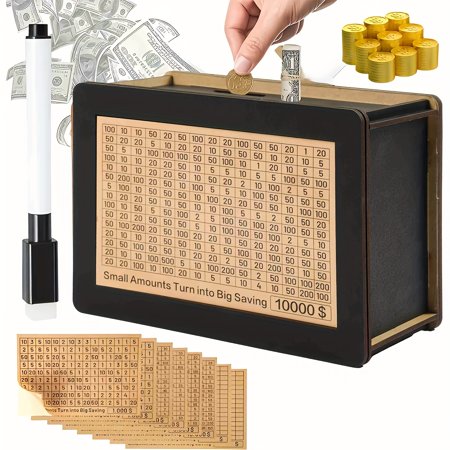Black Piggy Bank+10 Barcodes, 10000 Digits For Saving Money