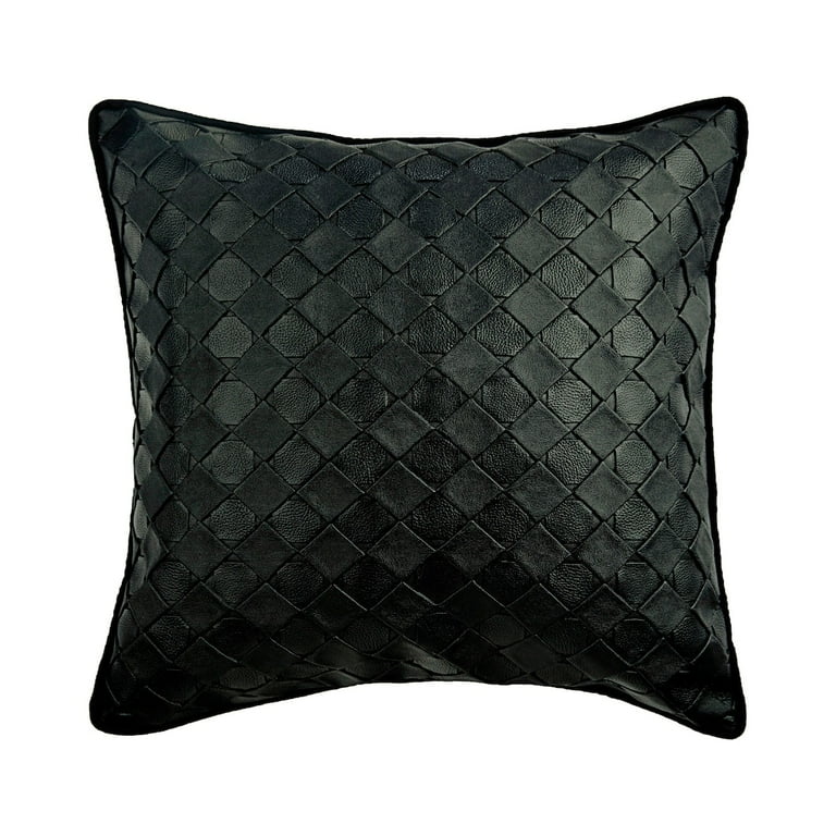 Black leather pillow cover sale