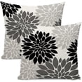 thumbnail image 1 of Black Pillow Covers 16x16 Inch Set of 2,Dark Grey Dahlia Flower Throw Pillows Case,Gray Modern Geometry Decorative Linen Square Cushion Covers Outdoor Decor for Home Living Room Sofa Bed, 1 of 6