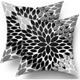 thumbnail image 1 of Black Pillow Covers 20X20 in Black White Grey Dahlias Floral Geometric Couch Pillow Cases with Zipper Set of 2 Farmhouse Rustic Home Decor for Living Room Bedroom Bed Cushion Outdoor, 1 of 6