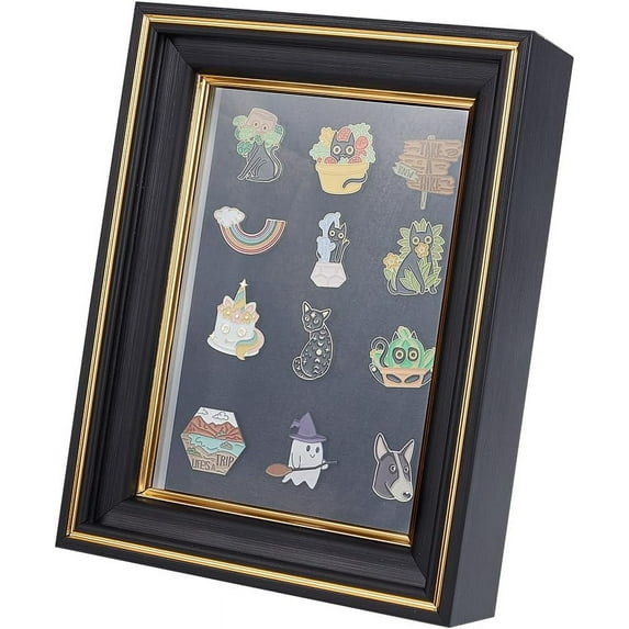 Black Pin Display Shadow Box 6.7x2x8.7 Inch Pin Collection Display Frame with Clear Window Medal Display Shadow Box Enamel Pin Display Frame for Military Medals Jewelry Pin Collectibles for DIY