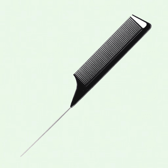 Black Pin Tail Combs, Stainless Steel Heat Resistant, Fine-toothed Anti-static Hair Styling Tool Brush