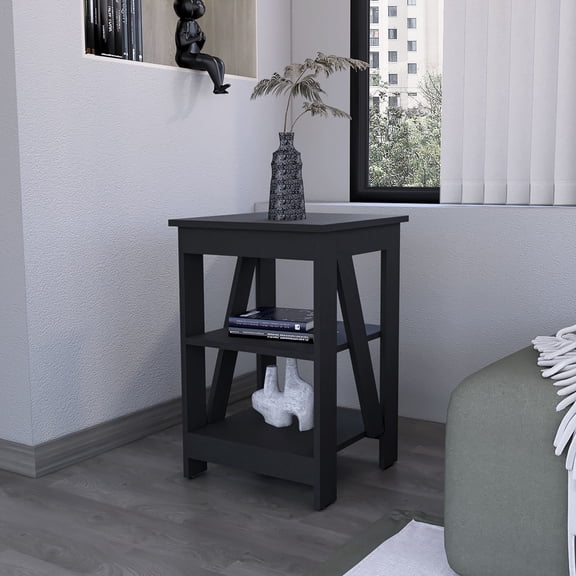 Black Pine Side Table for Storage / Use in Small and Large Living Areas