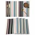 thumbnail image 1 of Black Pink Blue Striped Placemats Set of 6 Modern Stripes Art Farmhouse Place Mats Indoor Wipeable Table Mats Washable Cloth Dining Table Placemats for Kitchen Holiday Party Home Decor 13x19 Inch, 1 of 9