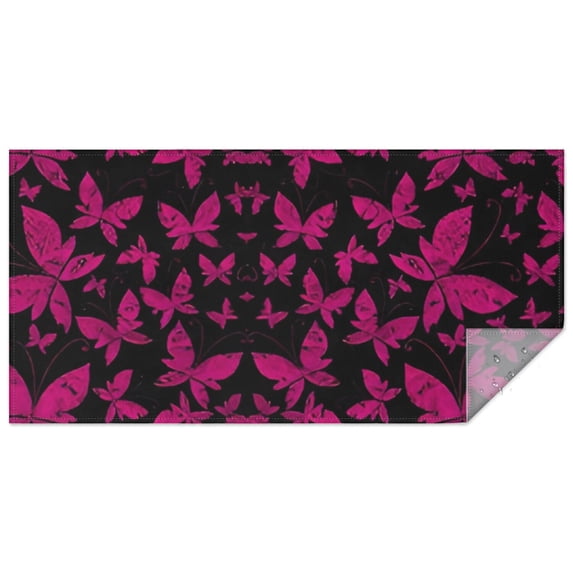 Black Pink Butterfly Pattern Rectangle Tablecloth 60"x120",Waterproof Polyester Rectangle Table Cloth, Wipeable Spillproof Polyester Tablecloth for Dining, Camping, Indoor and Outdoor
