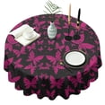 thumbnail image 1 of Black Pink Butterfly Pattern Round Tablecloth 60"x60",Wrinkle Wipeable Table Cloth for Kitchen Dining Room Picnic Patio Party, 1 of 6