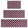 thumbnail image 1 of Black and Pink Checkerboard Pattern Kitchen Rugs Sets Of 3,Kitchen Runner Rugs Non Skid Washable,Decorative Kitchen Floor Mats for Kitchen,Sink,Laundry,17"x30"+ 17"x47" + 17"x59", 1 of 6