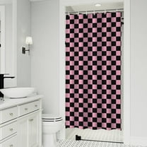 Black and Pink Checkerboard Pattern Shower Curtain 36"x72" ,Bathroom Decorative Shower Curtains Set with 12 Hooks,Modern Waterproof Washable Shower Curtain