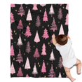 thumbnail image 1 of Black and Pink Christmas Tree Pattern Blanket,Comfortable Soft Flannel Throw Blanket,All Season,Warm Lightweight Blankets for Sofa Bed Couch Living Room Chair,30"x40", 1 of 4