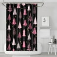 thumbnail image 1 of Black and Pink Christmas Tree Pattern Shower Curtain 72"x72" ,Bathroom Decorative Shower Curtains Set with 12 Hooks,Modern Waterproof Washable Shower Curtain, 1 of 6