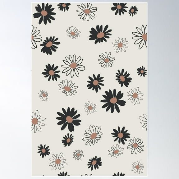 Black & Pink Daisies Poster Wall Art, Modern Wall Decor For Living Room Bedroom, 8x12 UNFRAMED
