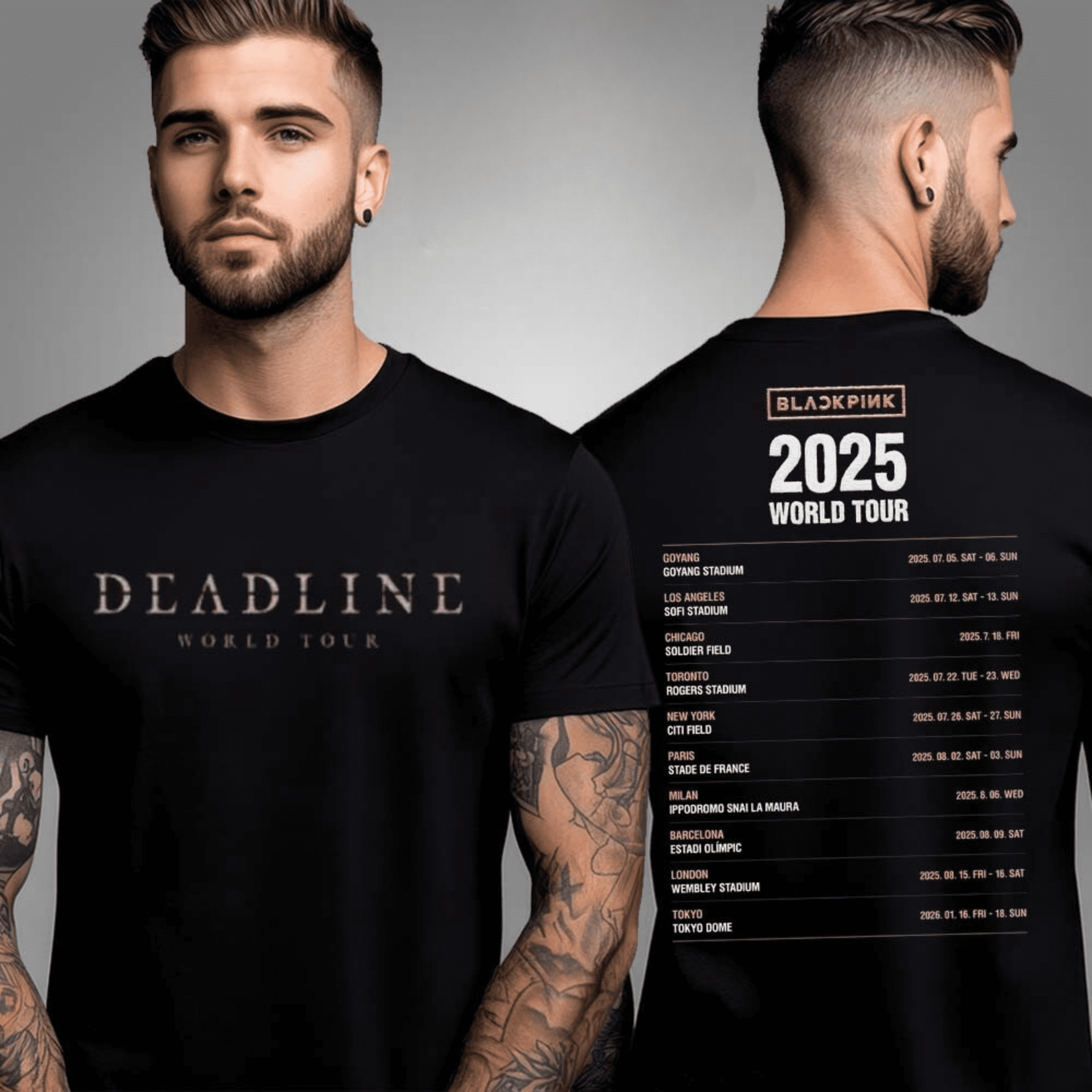 新品　BLACKPINK Tシャツ DEADLINE Tシャツ　Mサイズ　黒 Blackpink Deadline World Tour 2025 T-Shirt Official Concert