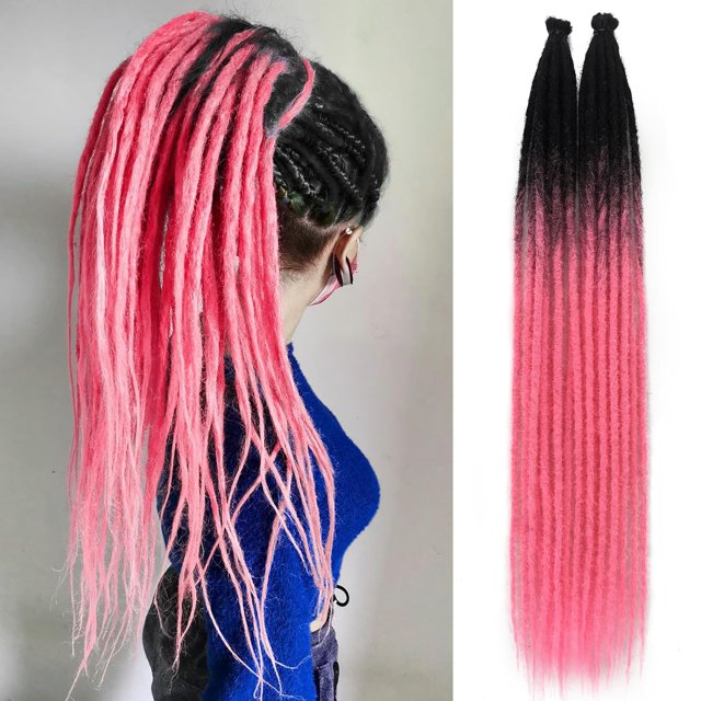 Black to Pink Dreadlock Extenisons 20 Strands Braid in Dreadlock