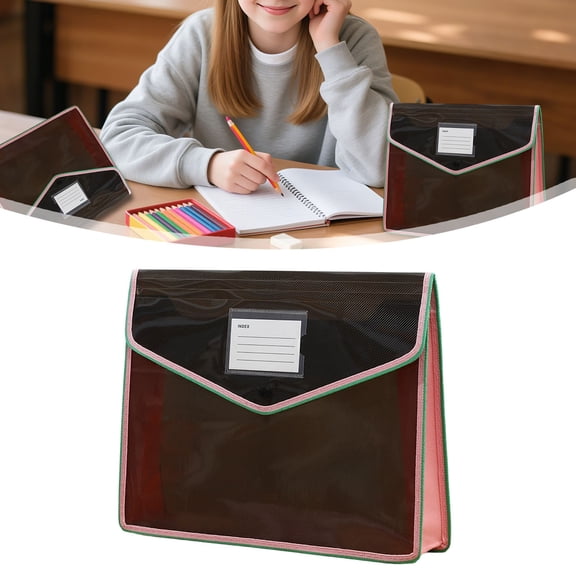 Black Pink FC Expanding File Folder 37x28cm Color Border Large Capacity Document Organizer Snap Closure Legal Size File Wallet for Office School Home Storage