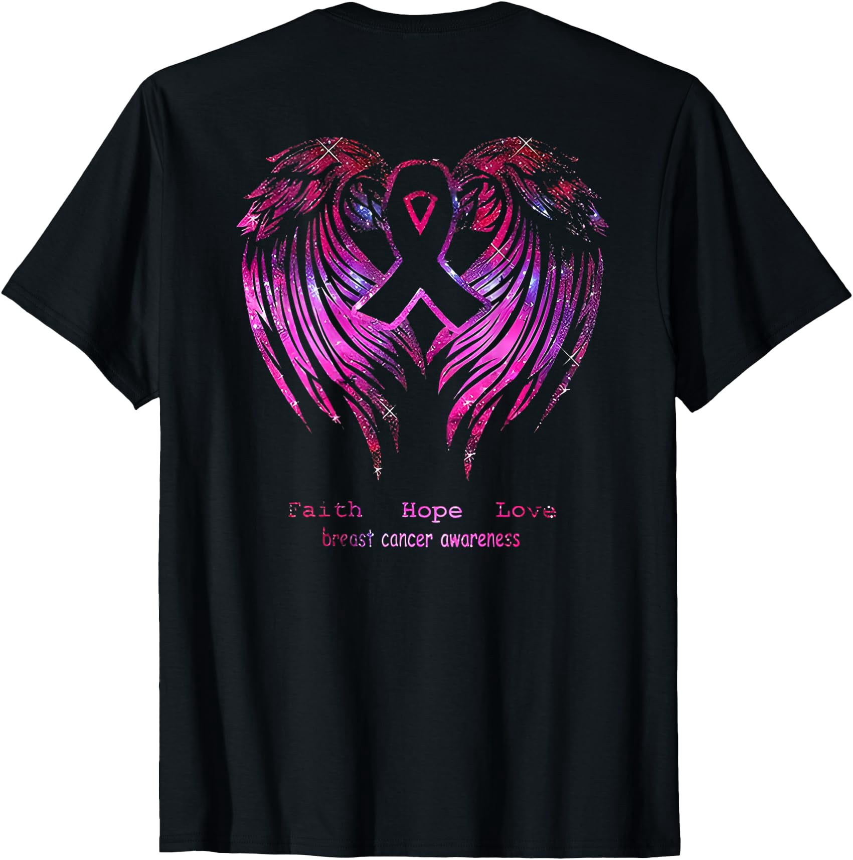 Black Pink Faith Hope Love Wings Breast Cancer Awareness T-Shirt for ...