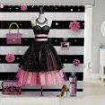thumbnail image 1 of Black Pink Fashion Shower Curtain Modern Fashion Woman Dress Bath Curtain Black White Stripe Bathroom Decor Perfume Print Waterproof Curtain Romantic Makeup Themed Curtain,72"Wx78"L, 1 of 5