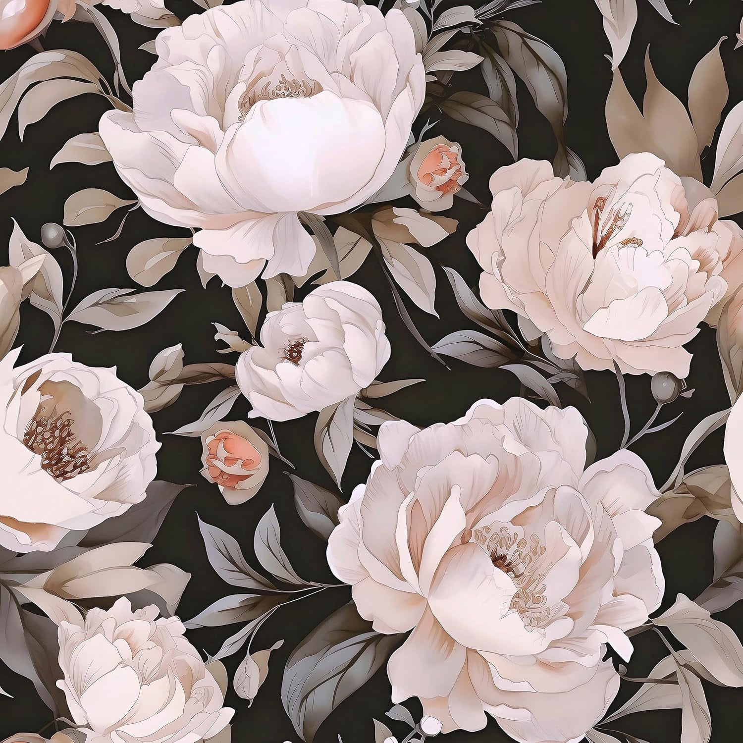 Black Pink Floral Wallpaper Peel and Stick Boho Wallpaper 17.5" x 118 ...