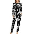 thumbnail image 1 of Black Pink Graffit Pajamas Letter Print Kawaii Pajama Sets Lady 2 Piece Casual Oversized Design Nightwear Gift Idea, 1 of 7