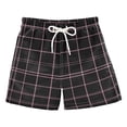 thumbnail image 1 of Black Pink Grid Pattern Swim Trunks Quick Dry Beach Pool Board Shorts Lightweight Stylish Print Sizes 2T to XL, 1 of 8