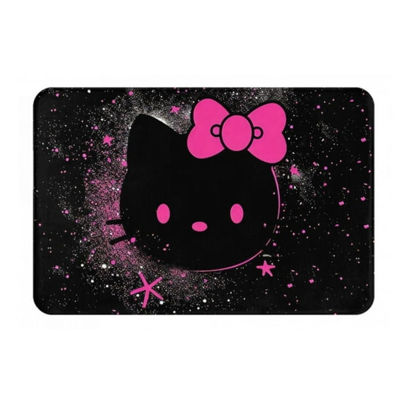 Black Pink Hello Kitty Bathroom Rugs,Bath Mats for Bathroom Non-Slip,Super Soft and Water Absorbent,Microfiber Bath Rugs,Machine Wash Dry,Bathroom Rugs for Bathroom Floor,Tub and Shower,16" x 24"