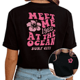 thumbnail image 1 of Black Pink Hibiscus Ocean Print Tshirt Graphic Tees Shirts S-5XL Beach Aesthetic Casual Tops, 1 of 5