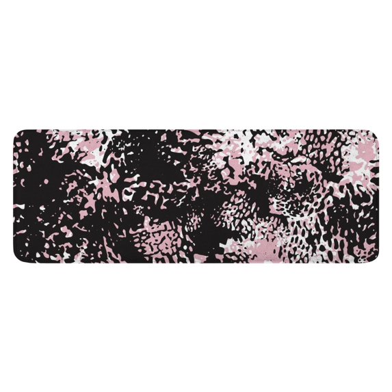 Black and Pink Of Leopard Print Kitchen Rug Mat,Kitchen Runner Rugs Non Skid Washable,Decorative Kitchen Floor Mats for Kitchen,Sink,Laundry,17"x47.2"