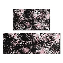 Black and Pink Of Leopard Print Kitchen Rugs Sets Of 2,Anti Fatigue Kitchen Mat Rugs Non Slip Washable,Decorative Kitchen Floor Mats for Kitchen,Sink,Laundry,17"x30" 17"x47"