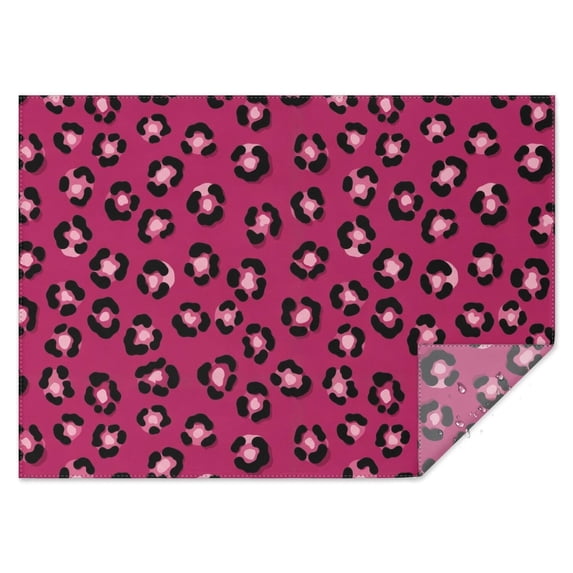 Black and Pink Leopard Print Waterproof Tablecloth, Rectangular Fabric ...