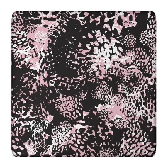 Black and Pink Of Leopard Print Square Fitted Tablecloth with Elastic Edge,Square Table Cover,Washable Elastic Table Cover for Home Kitchen Party Decor 36"x36"