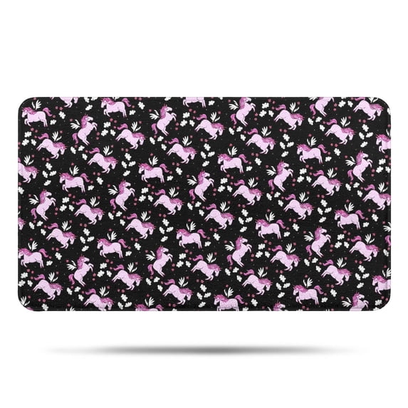 Black Pink Unicorn Pattern Bathroom Rugs Mat,Non Slip Microfiber Bathroom Rug,Rubber Backing,Soft Bathroom Mats for Bathroom Floor,Tub and Shower,17x30in(43x75cm)
