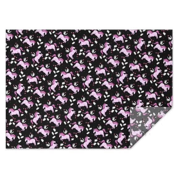 Black Pink Unicorn Pattern Rectangle Tablecloth 60"x84",Waterproof Polyester Rectangle Table Cloth, Wipeable Spillproof Polyester Tablecloth for Dining, Camping, Indoor and Outdoor