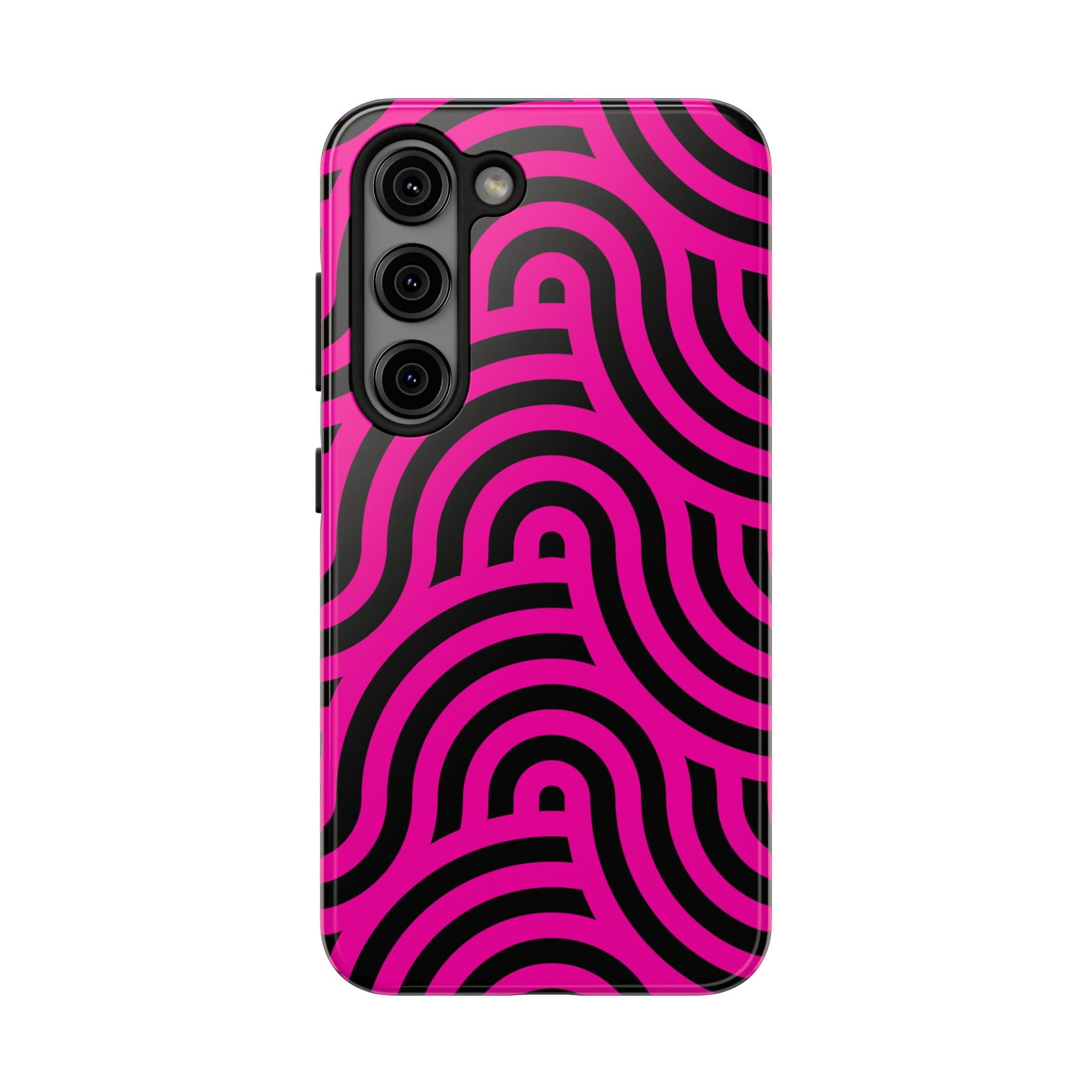Black Pink Wavy Pattern Tough Phone Cases- For Women Girls - Dual ...