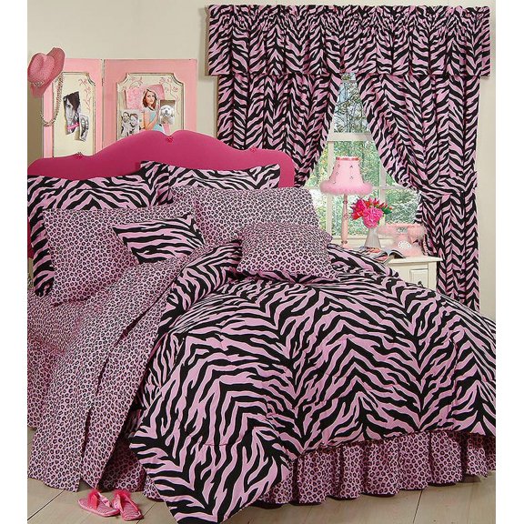 Black & Pink Zebra Print Bed in a Bag Set - Twin Size