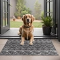 thumbnail image 1 of Black Pioneer Flower Geometric Striped Pattern Door Rugs,Washable Non Slip Door Mats Indoor,Decorative Door Mats,Entry Mat Indoor for Entrance,Bedroom,Kitchen,Bathroom,20"x32", 1 of 6