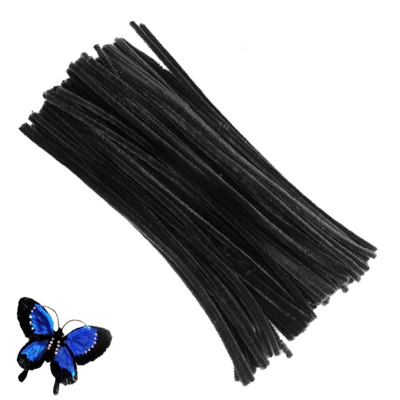 Black Pipe Cleaner Flower Kit 100 Pcs, 12In Chenille Stems Pipe Cleaners,Pipe Cleaners Bulk,Pipe Cleaner Flowers Kit,Flower Making Kit,Pipecleaner Flower Kit,Art And Craft Supplies For Diy