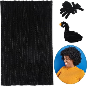 Black Pipe Cleaners for Hair, Pipe Cleaners, 100 PCS Black Pipe Cleaners for Locs Chenille Stems Pipe Cleaners Craft Supplies for Wig Weaving DIY Halloween Decorations