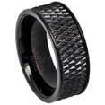 thumbnail image 1 of Black Pipe Cut Mens Tungsten Ring, Spike Texture Tungsten Carbide Ring JATN608Ns10.5, 1 of 6