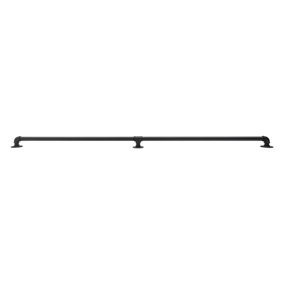 Black Pipe Handrail, 6.6FT Metal Stair Railing, Wall Mounted Hand Rail with Flange & T-Connector, Galvanized Iron Tube, for Indoor Outdoor Steps